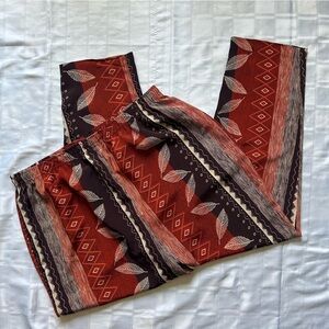 Career Elements Vintage Lightweight Loose Fit Earth Tone Eclectic Print Pants